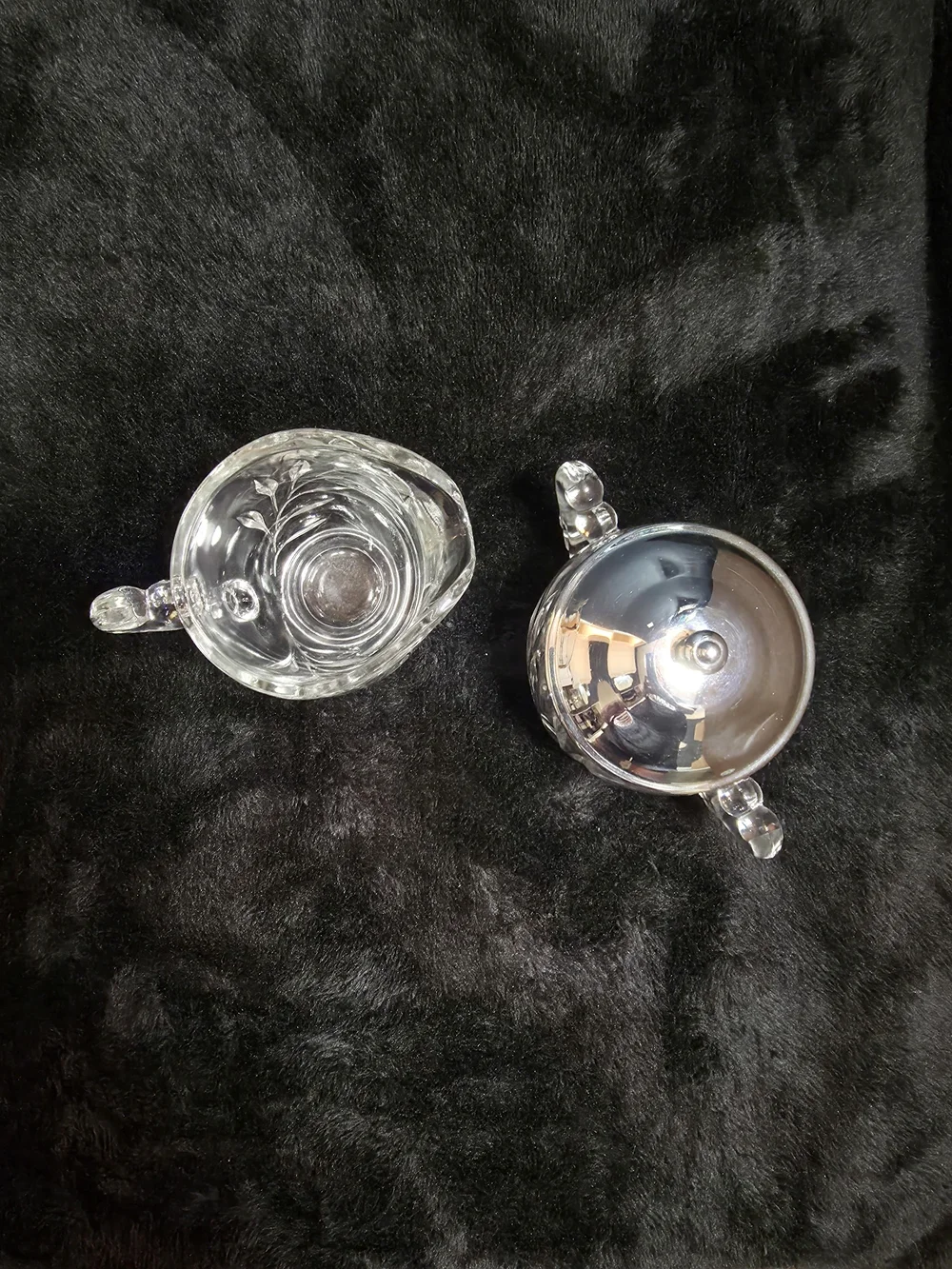 Indiana Glass Crystal Creamer and Covered Sugar Bowl - Clear Glass